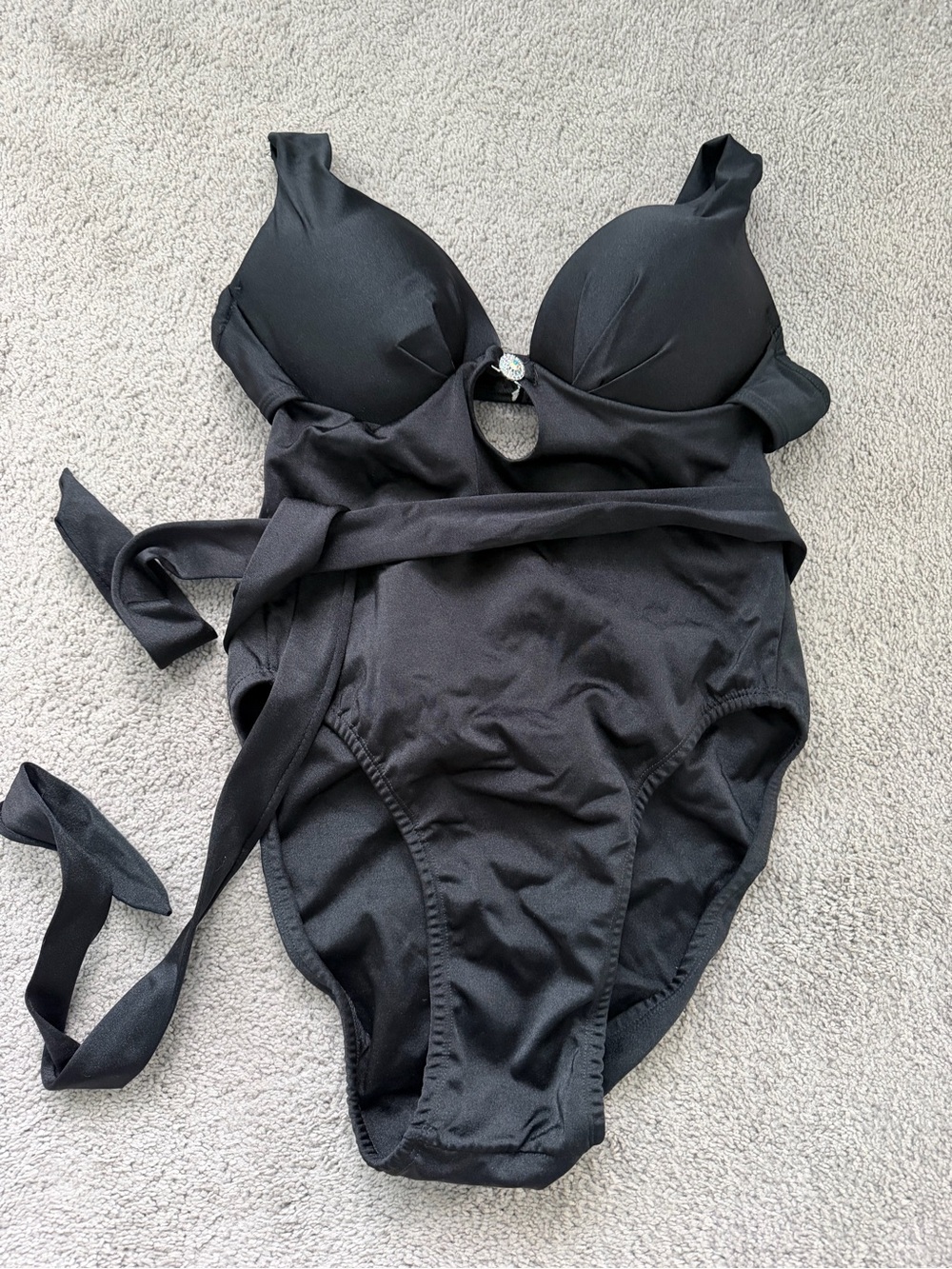 Pixton Designs Black One-Piece pageant Swimsuit with Tie Detail